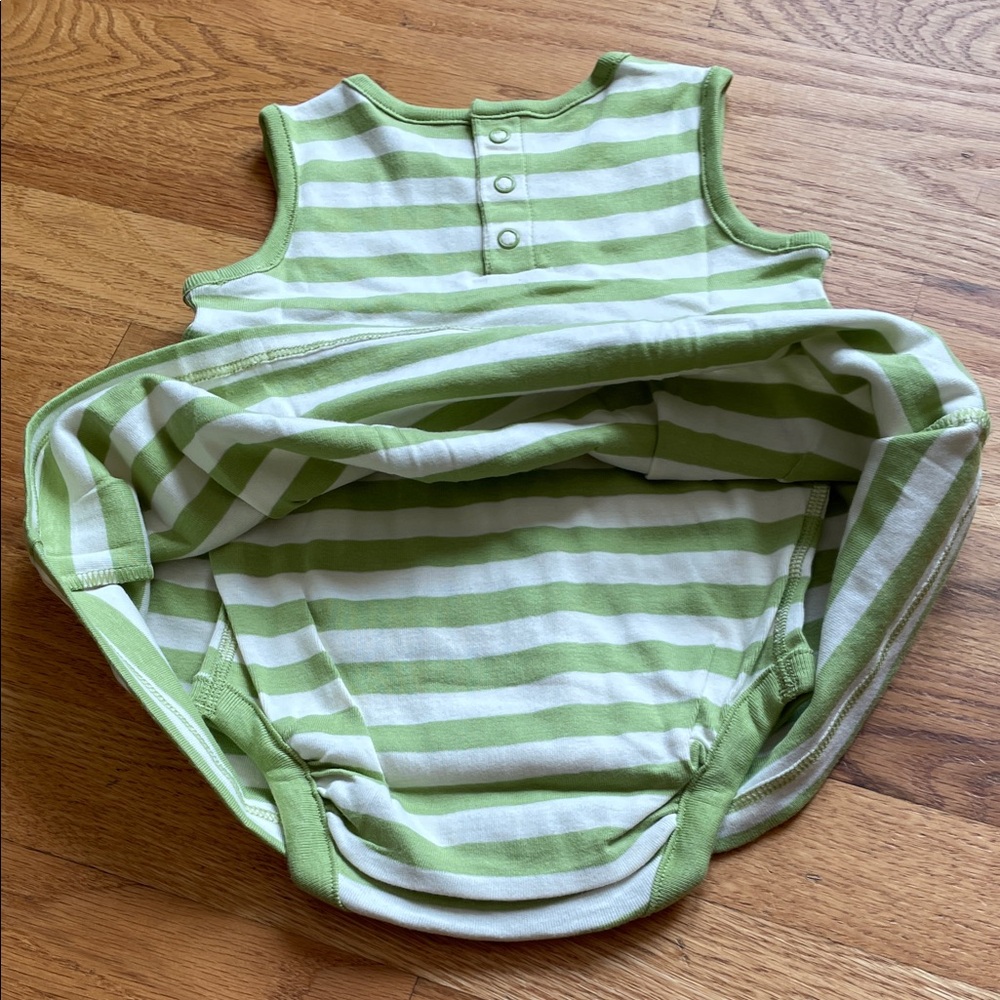 Hanna Andersson - Baby Sleeveless Skirted Bodysuit in Leaf Green Ecru - Picture 7 of 8